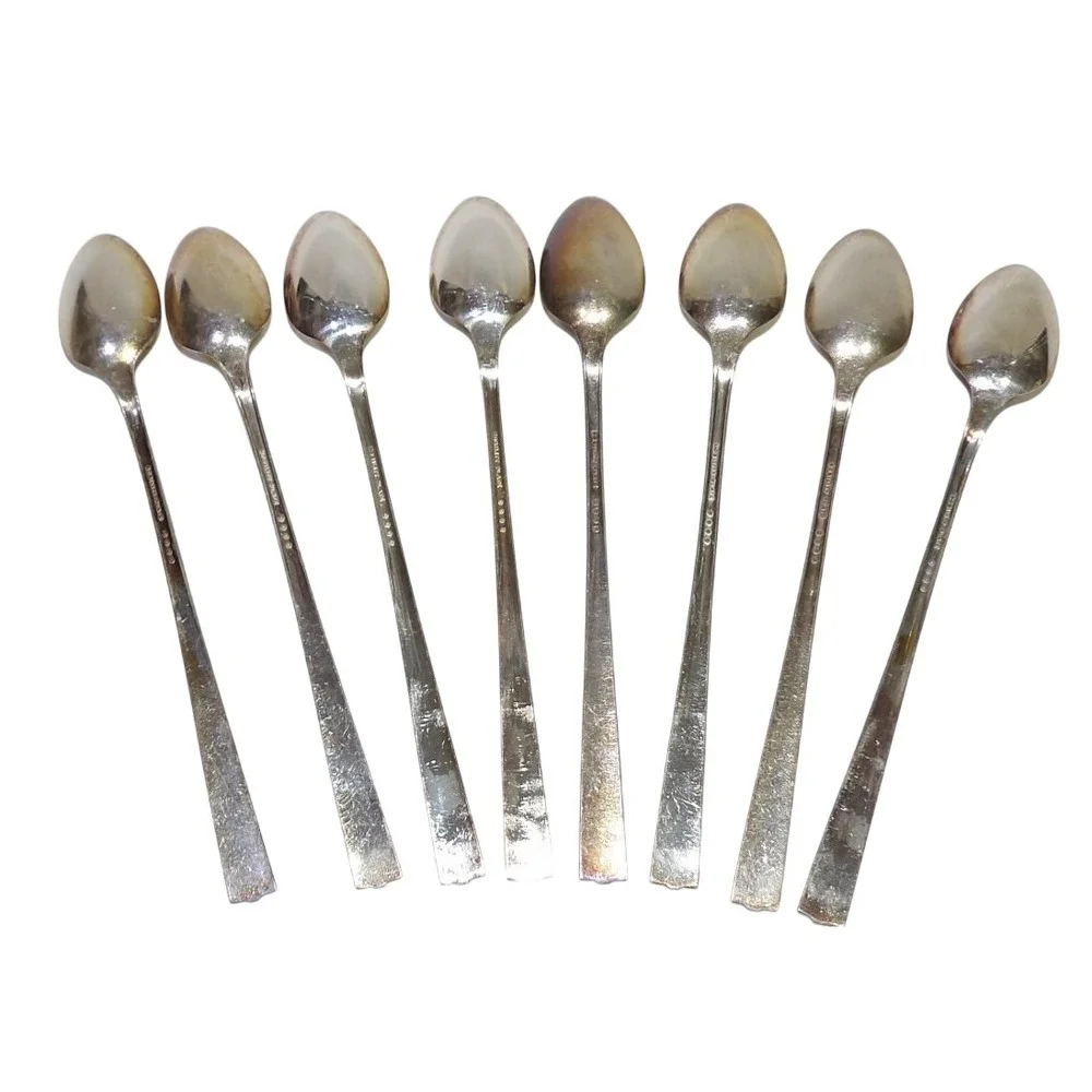 Mobility Plate Iced Tea Spoons Set of 8 Silverplate Vintage